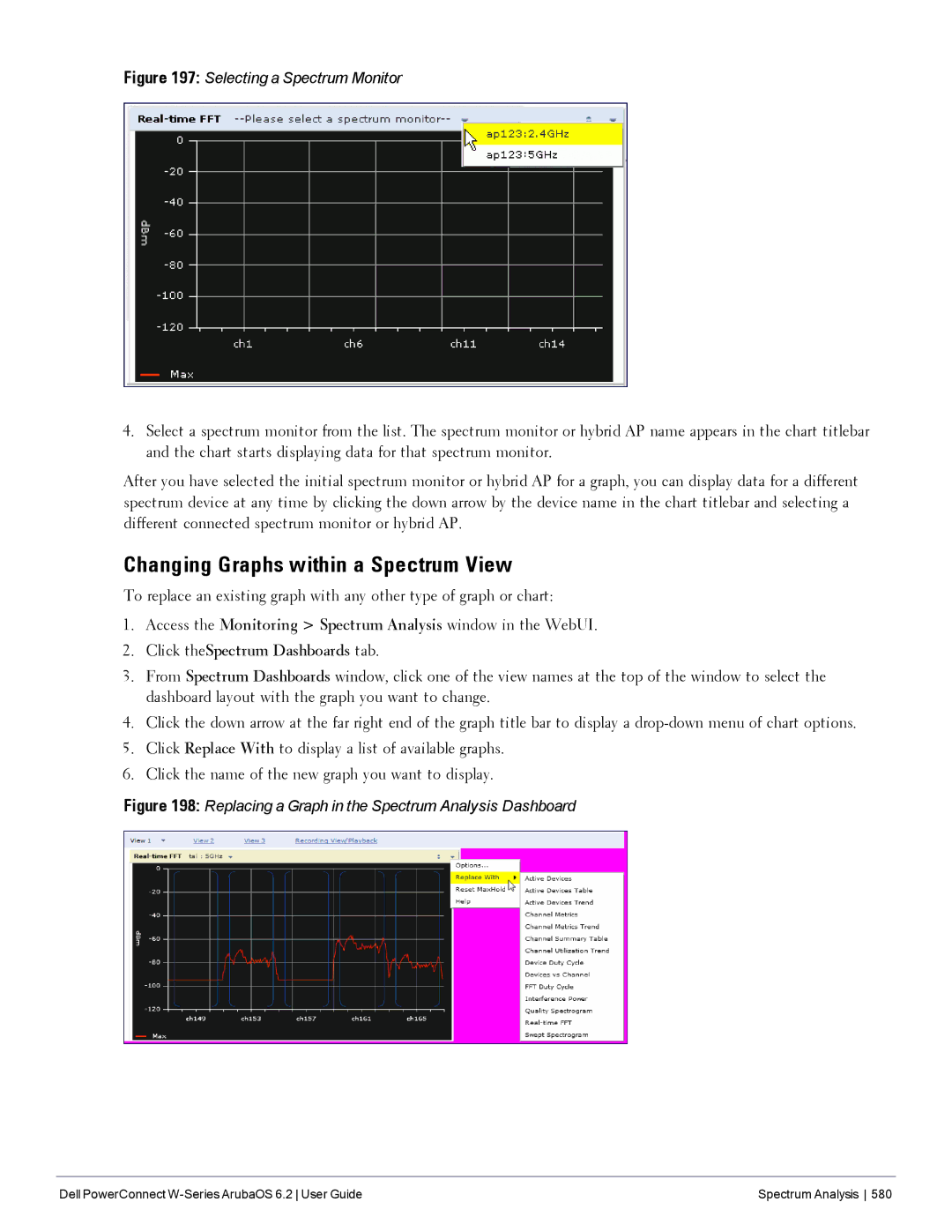 Dell 6.2 manual Changing Graphs within a Spectrum View, Click theSpectrum Dashboards tab 