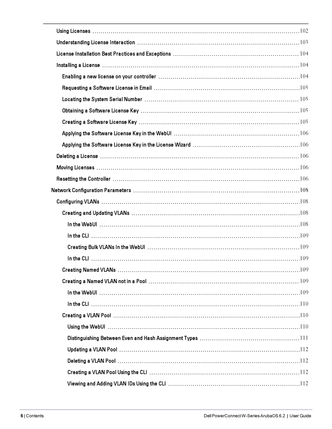 Dell manual Contents Dell PowerConnect W-Series ArubaOS 6.2 User Guide 