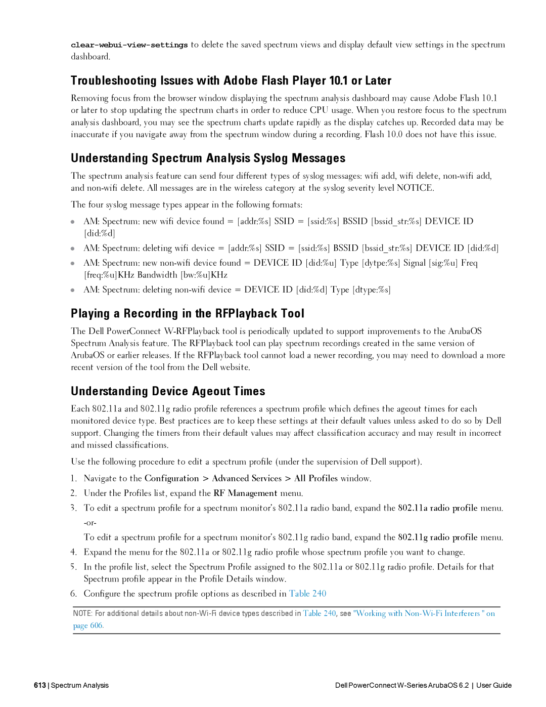 Dell 6.2 manual Understanding Spectrum Analysis Syslog Messages, Playing a Recording in the RFPlayback Tool 