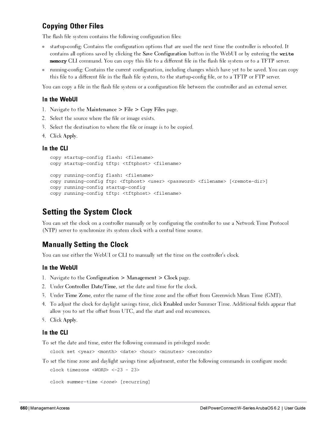 Dell 6.2 manual Setting the System Clock, Copying Other Files, Manually Setting the Clock 