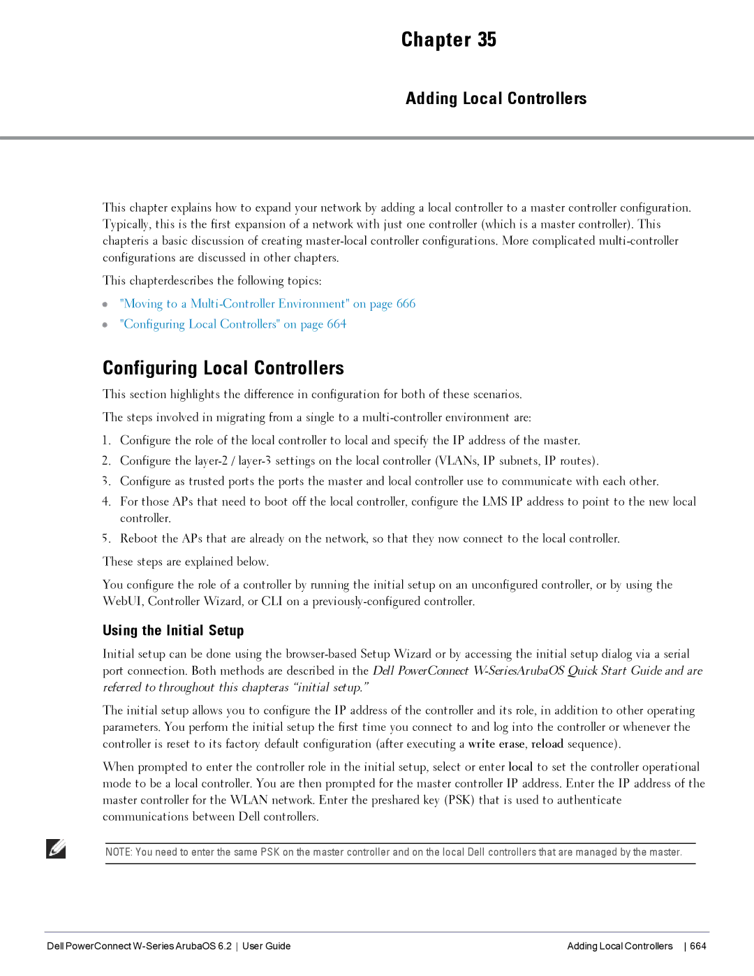 Dell 6.2 manual Configuring Local Controllers, Adding Local Controllers, Using the Initial Setup 