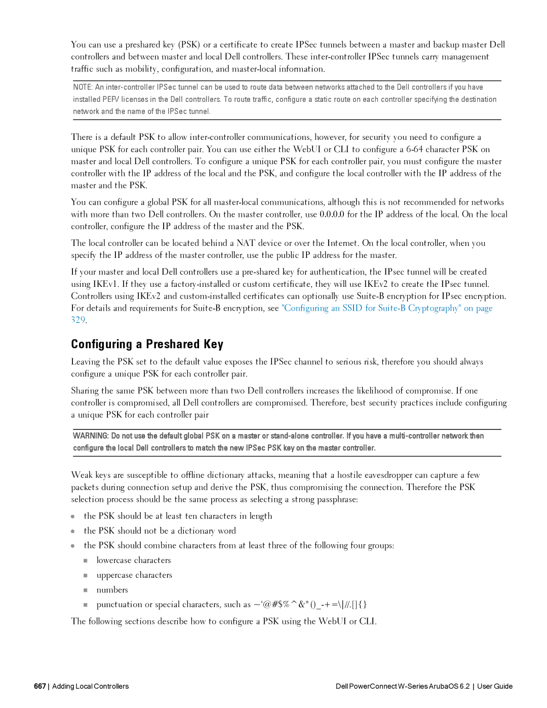 Dell 6.2 manual Configuring a Preshared Key 