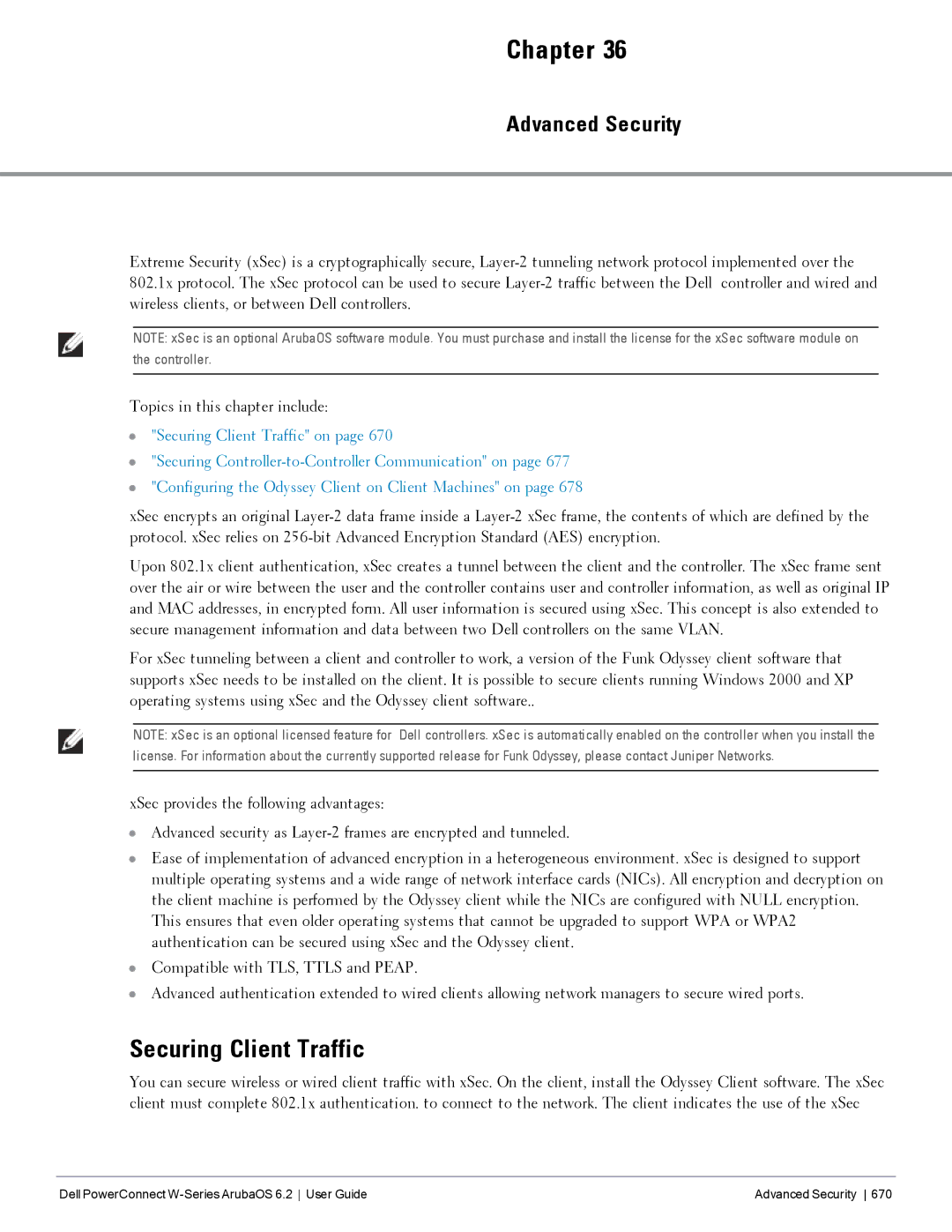 Dell 6.2 manual Securing Client Traffic, Advanced Security 