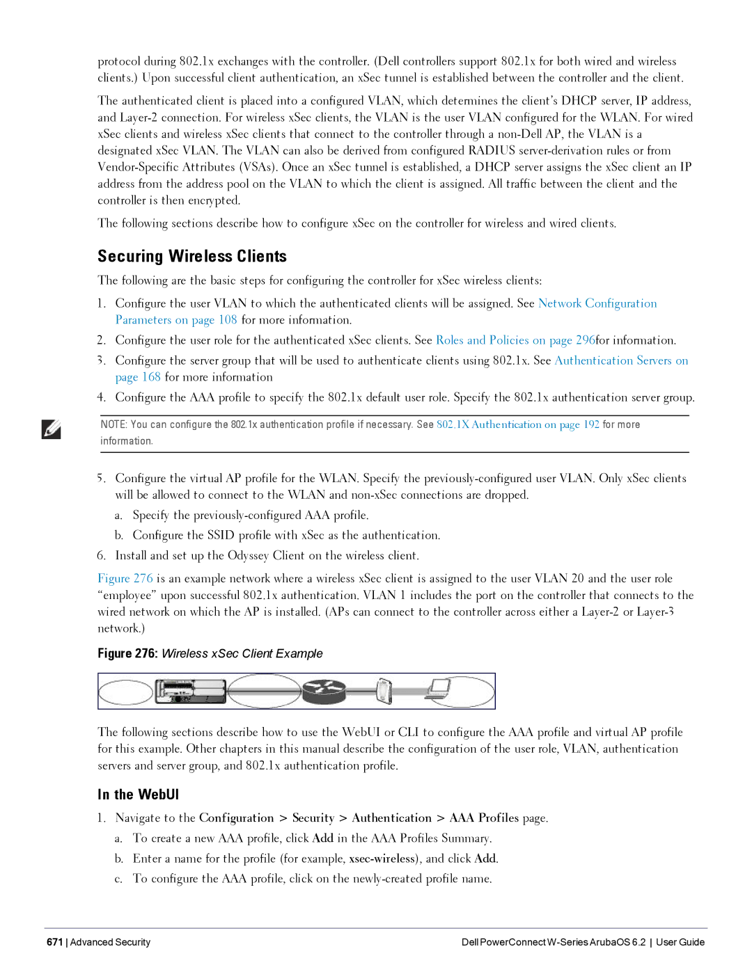 Dell 6.2 manual Securing Wireless Clients, Wireless xSec Client Example 