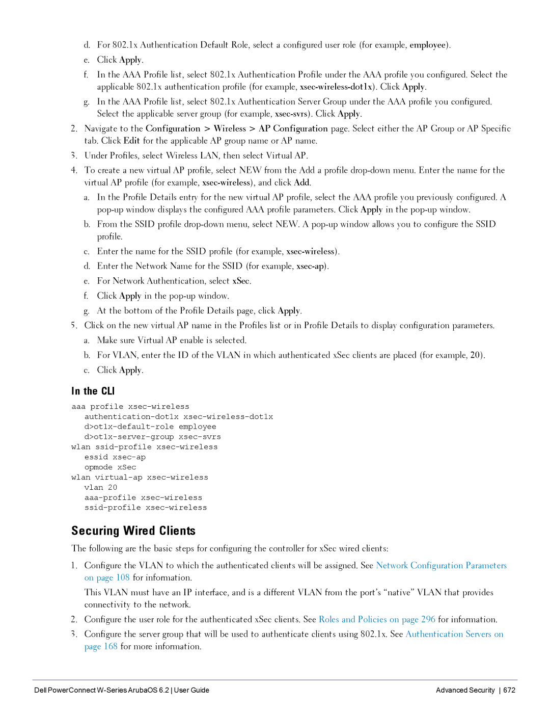 Dell 6.2 manual Securing Wired Clients 