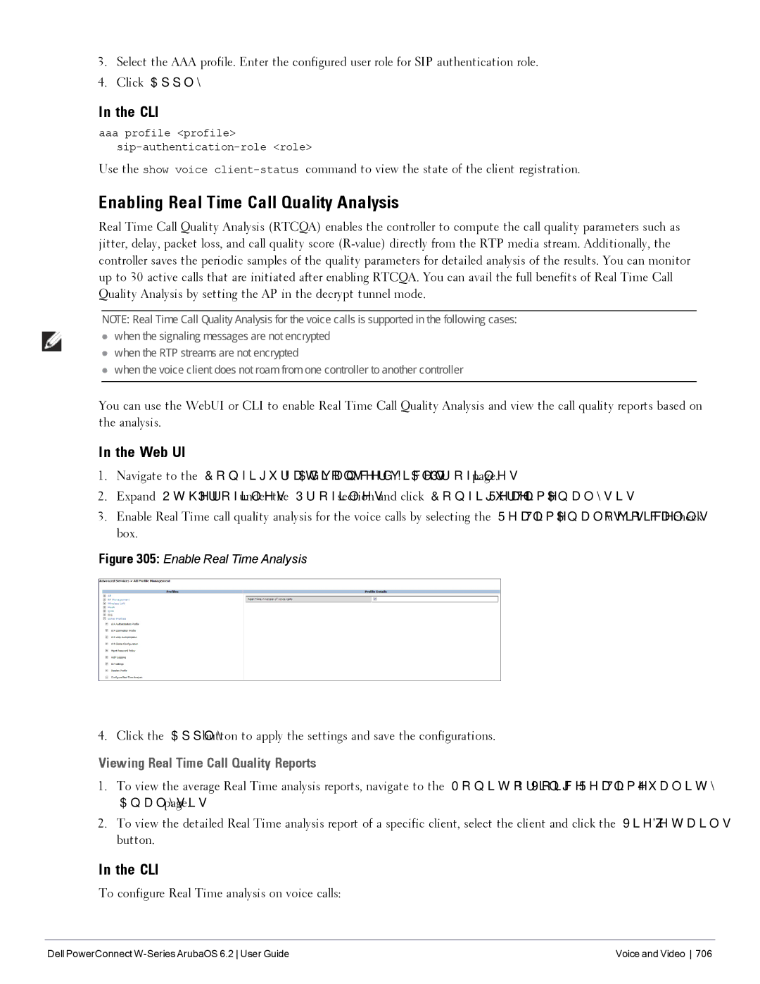 Dell 6.2 manual Enabling Real Time Call Quality Analysis, Web UI, Viewing Real Time Call Quality Reports 