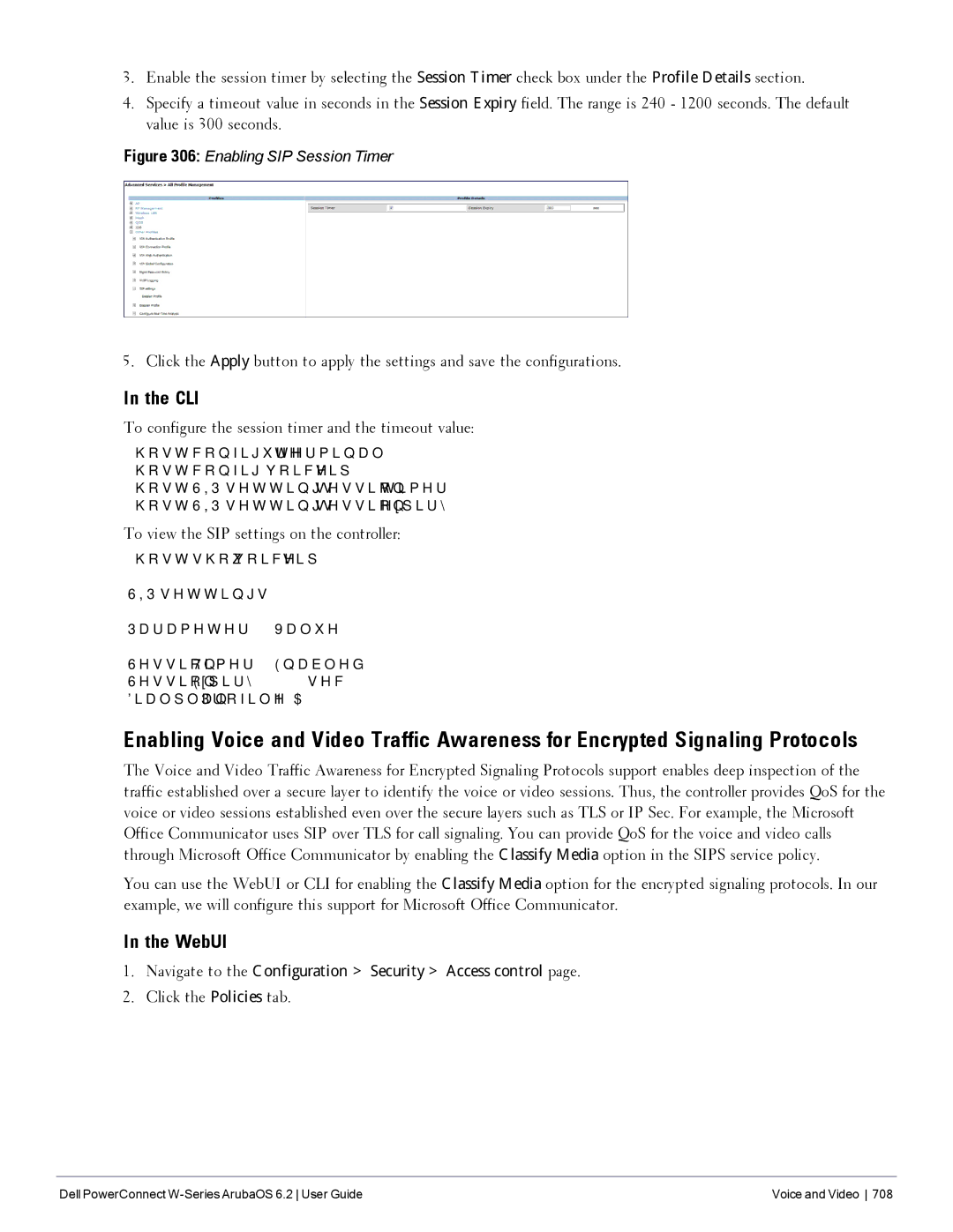 Dell 6.2 manual To configure the session timer and the timeout value, To view the SIP settings on the controller 