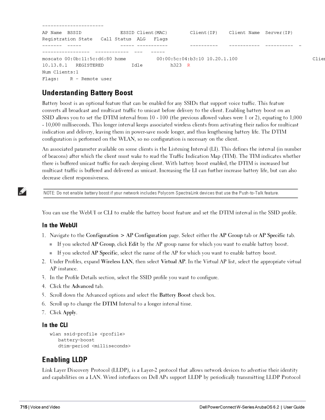 Dell 6.2 manual Understanding Battery Boost, Enabling Lldp 