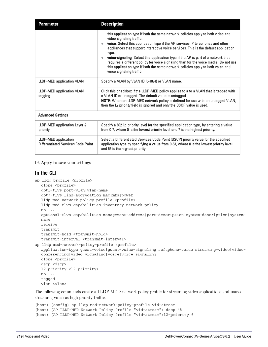 Dell 6.2 manual Apply to save your settings 