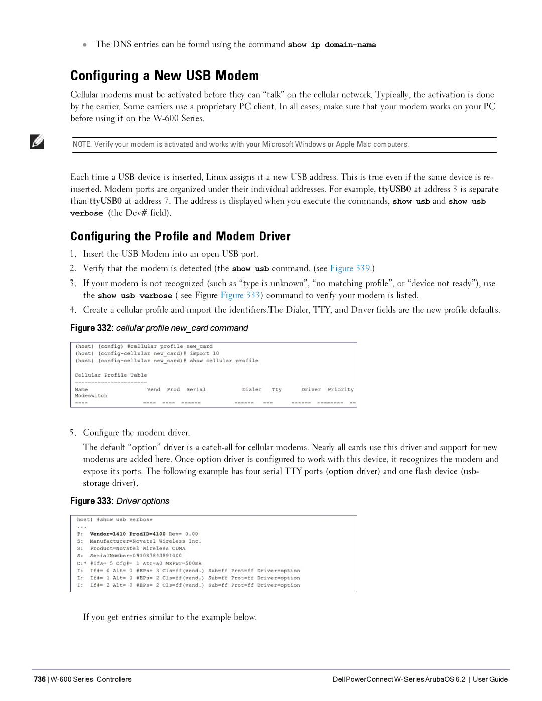 Dell 6.2 manual Configuring a New USB Modem, Configuring the Profile and Modem Driver 