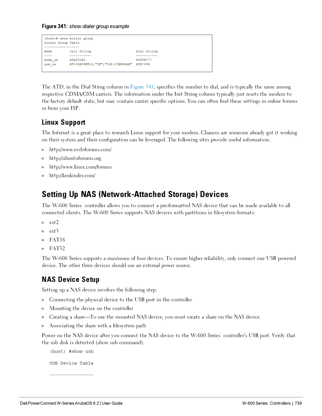 Dell 6.2 manual Setting Up NAS Network-Attached Storage Devices, Linux Support, NAS Device Setup 