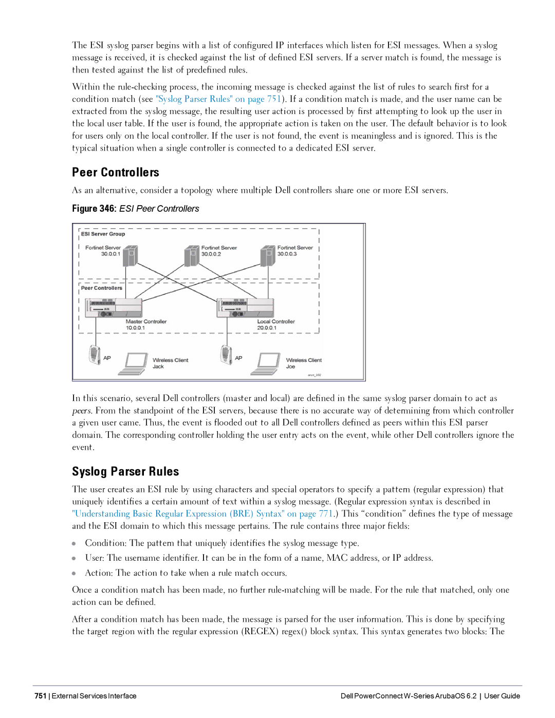 Dell 6.2 manual Peer Controllers, Syslog Parser Rules 