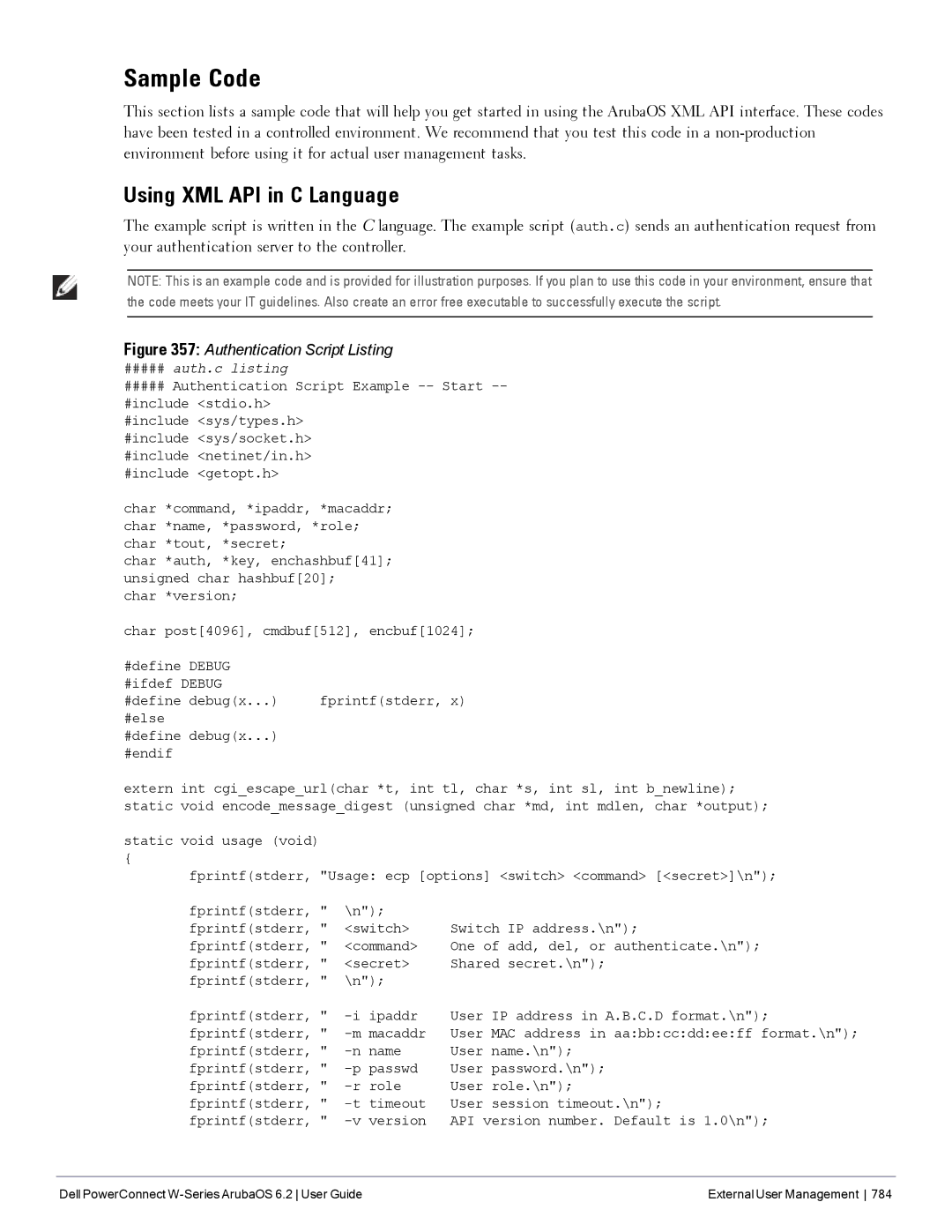 Dell 6.2 manual Sample Code, Using XML API in C Language 