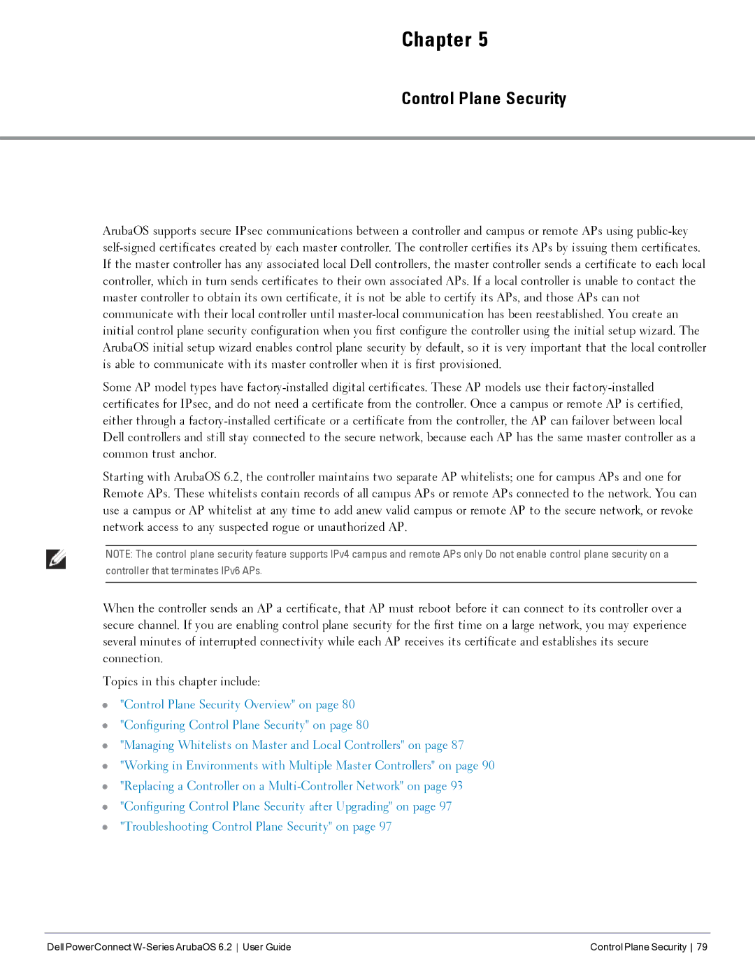 Dell 6.2 manual Control Plane Security 