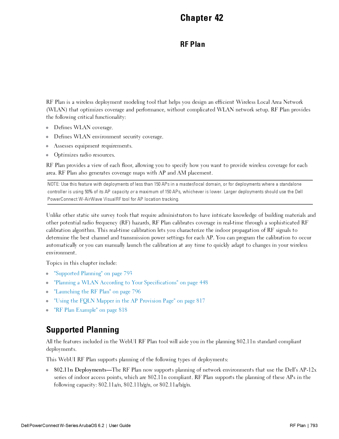 Dell 6.2 manual Supported Planning, RF Plan 