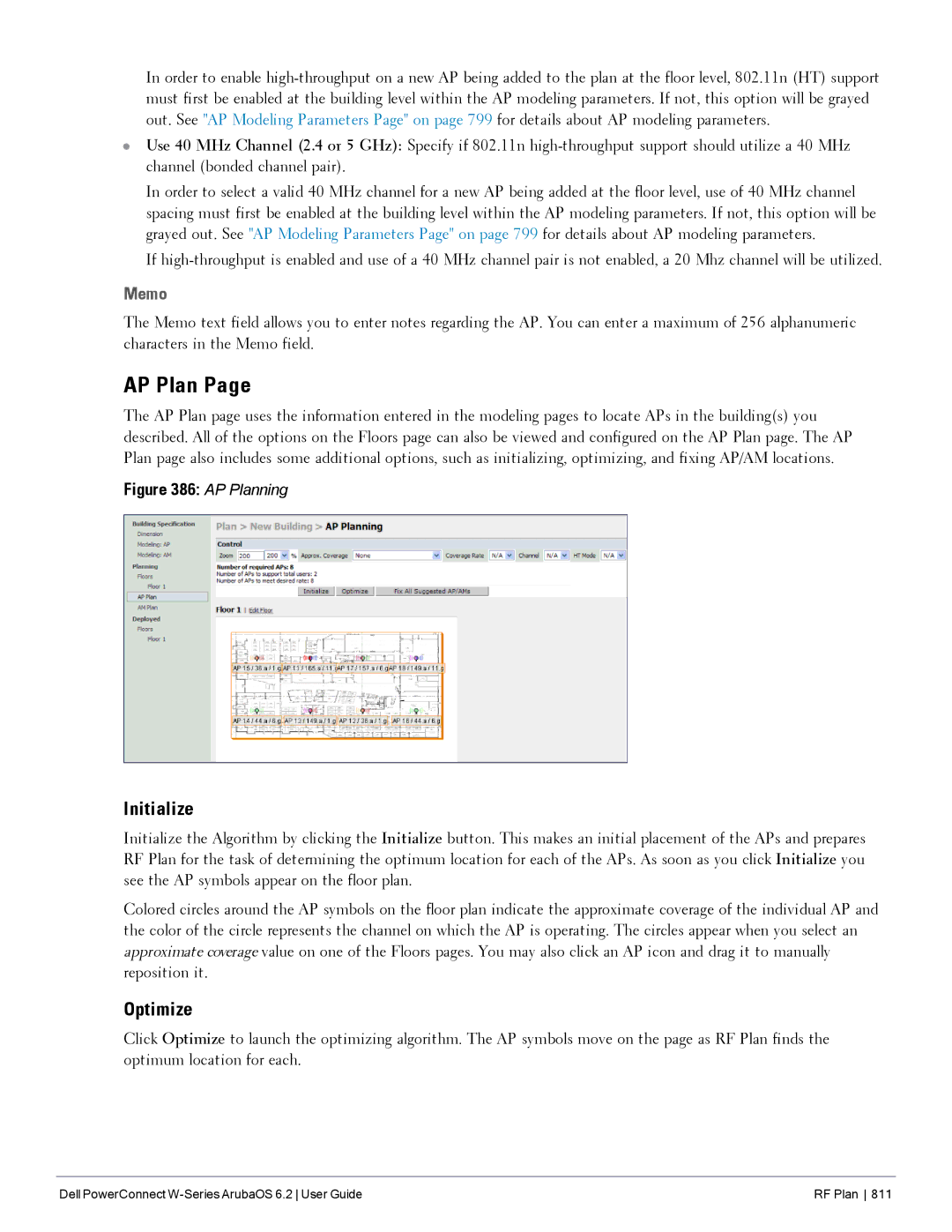 Dell 6.2 manual AP Plan, Initialize, Optimize, Memo 