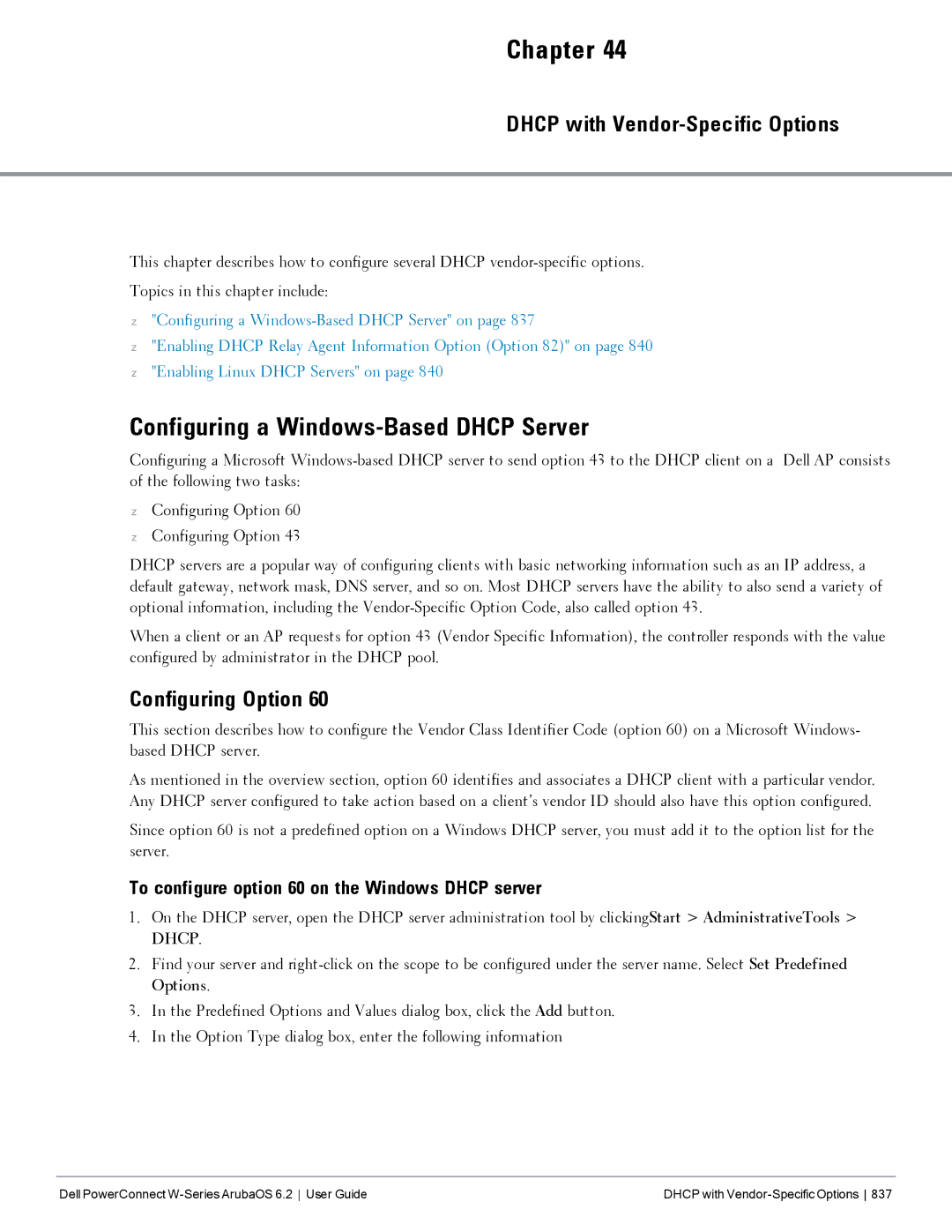 Dell 6.2 manual Configuring a Windows-Based Dhcp Server, Dhcp with Vendor-Specific Options, Configuring Option 