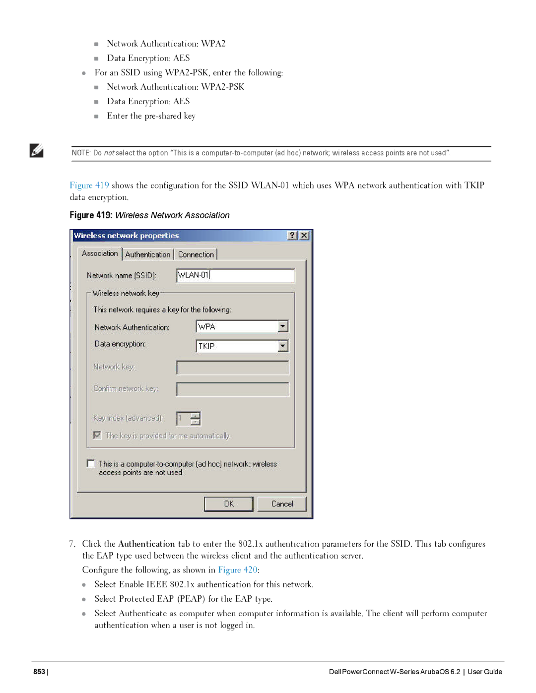 Dell 6.2 manual Wireless Network Association 