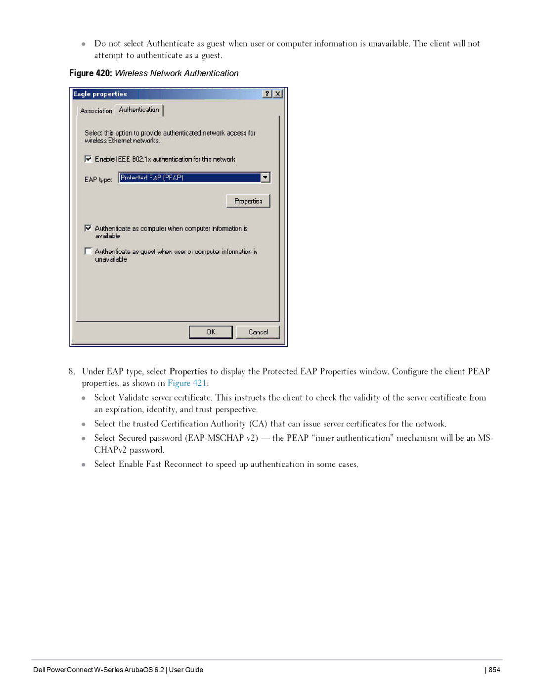 Dell 6.2 manual Wireless Network Authentication 