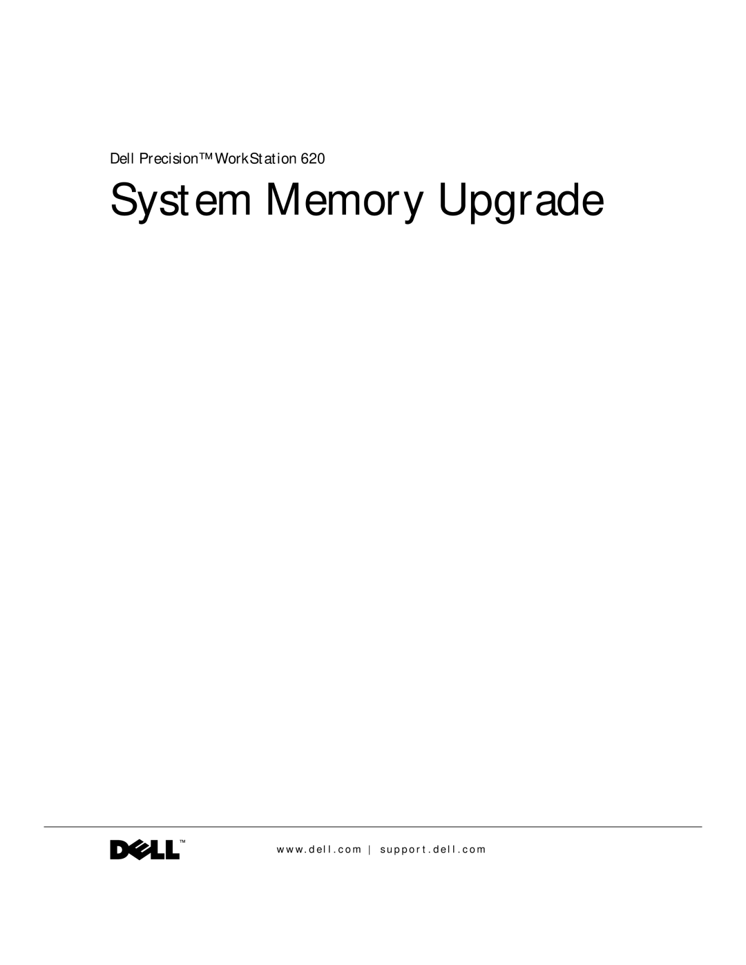 Dell 620 manual System Memory Upgrade 