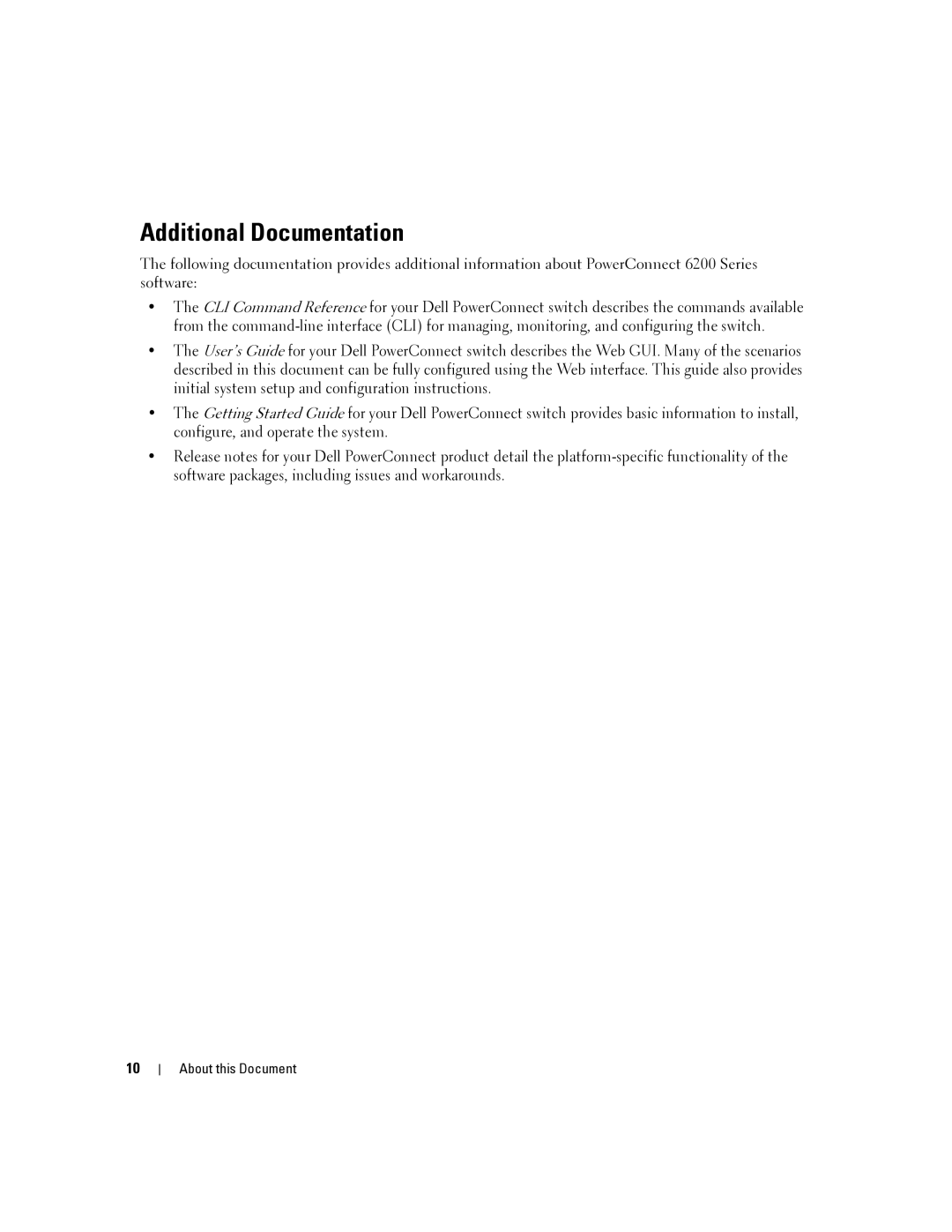 Dell 6200 SERIES manual Additional Documentation 