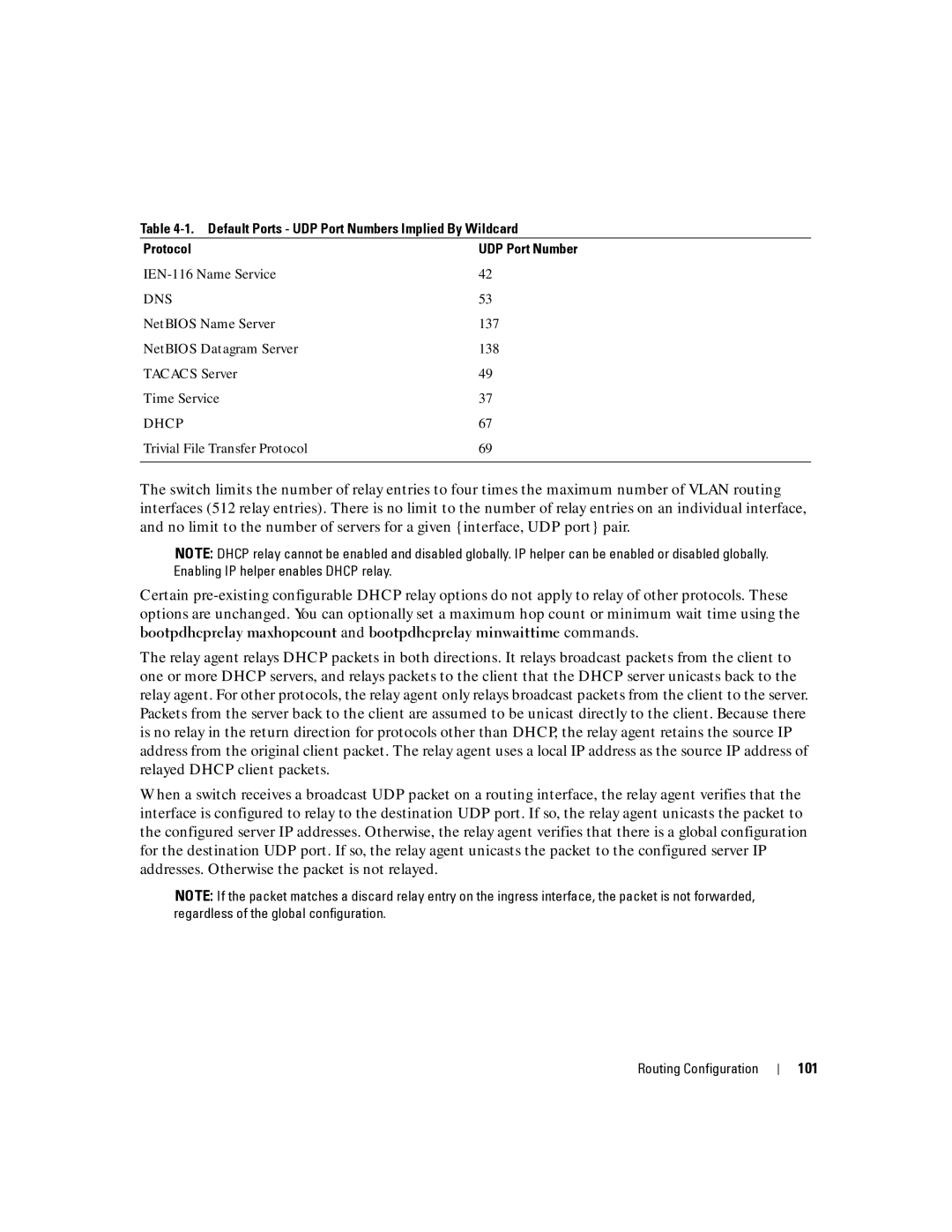 Dell 6200 SERIES manual 101, Default Ports UDP Port Numbers Implied By Wildcard Protocol 