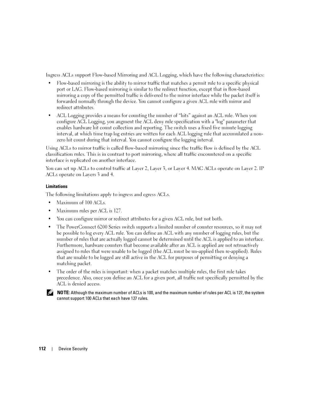 Dell 6200 SERIES manual Limitations, 112 