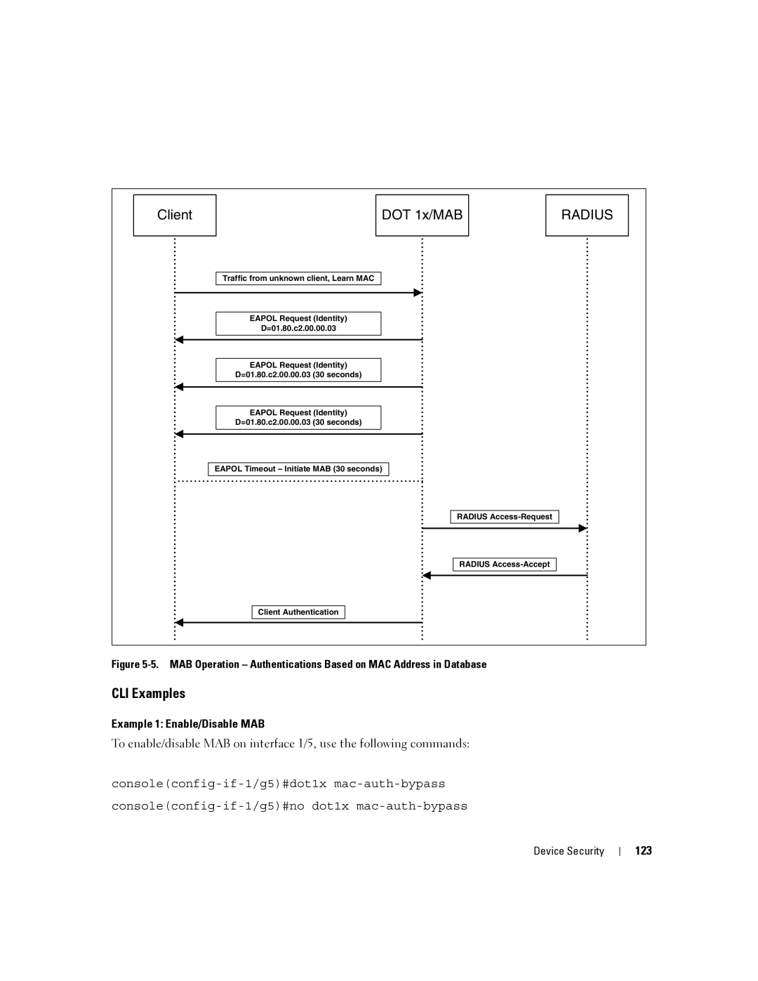 Dell 6200 SERIES manual Example 1 Enable/Disable MAB, 123 