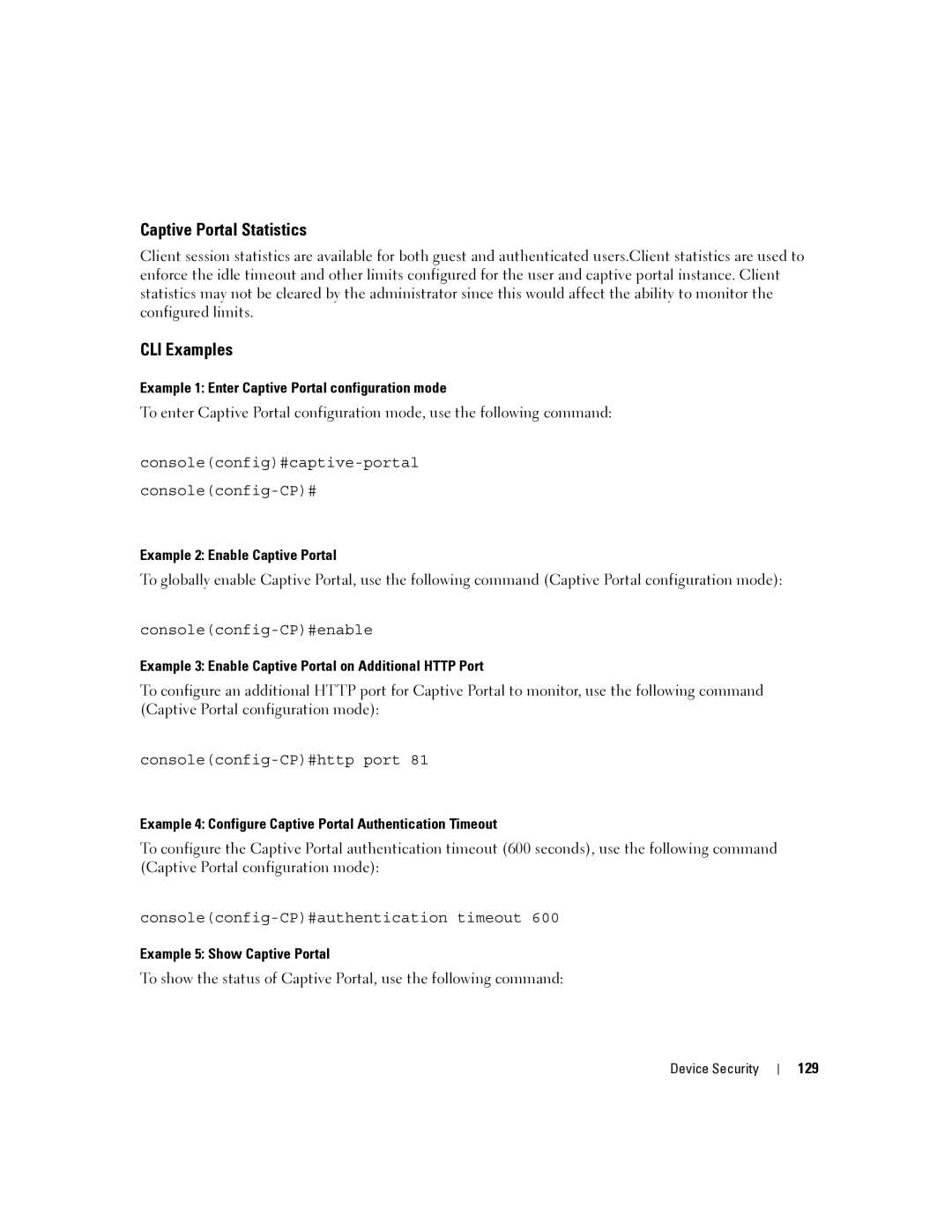 Dell 6200 SERIES manual Captive Portal Statistics 