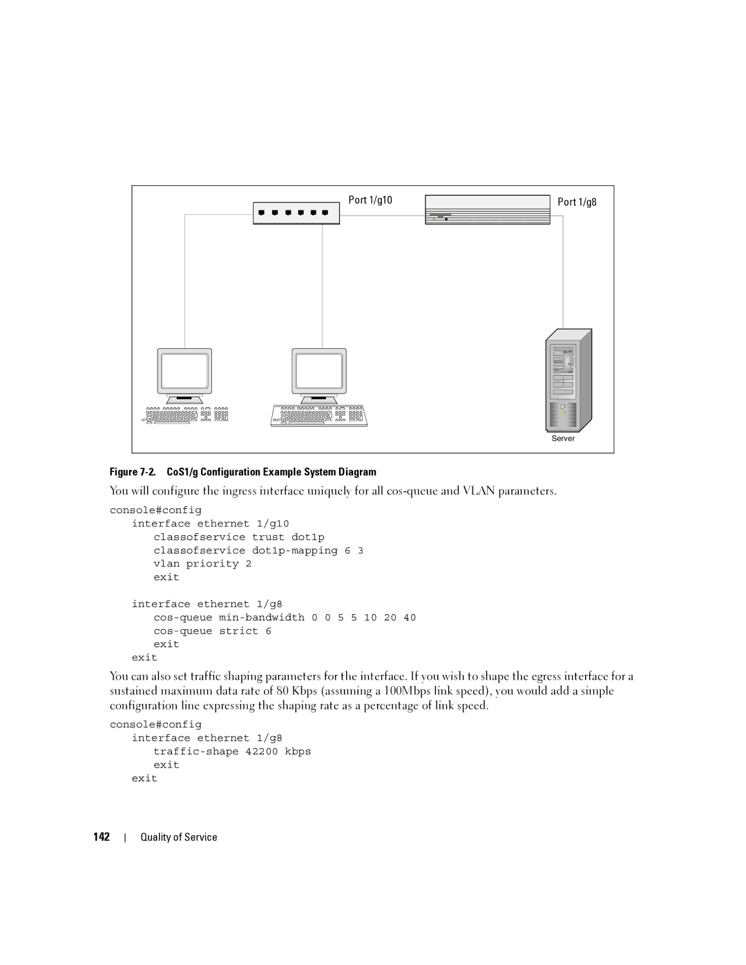 Dell 6200 SERIES manual 142, CoS1/g Configuration Example System Diagram 