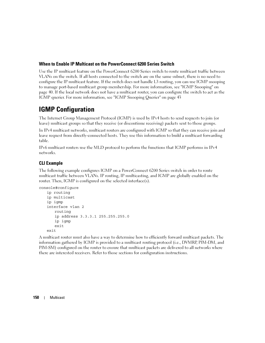 Dell 6200 SERIES manual Igmp Configuration, 150 