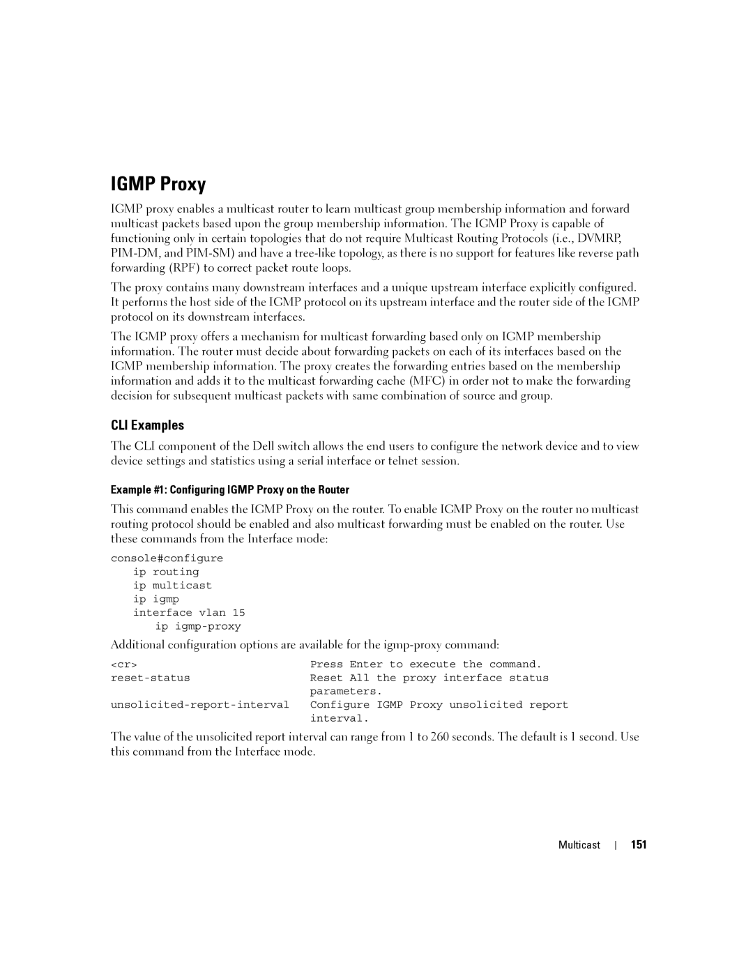 Dell 6200 SERIES manual Example #1 Configuring Igmp Proxy on the Router, 151 