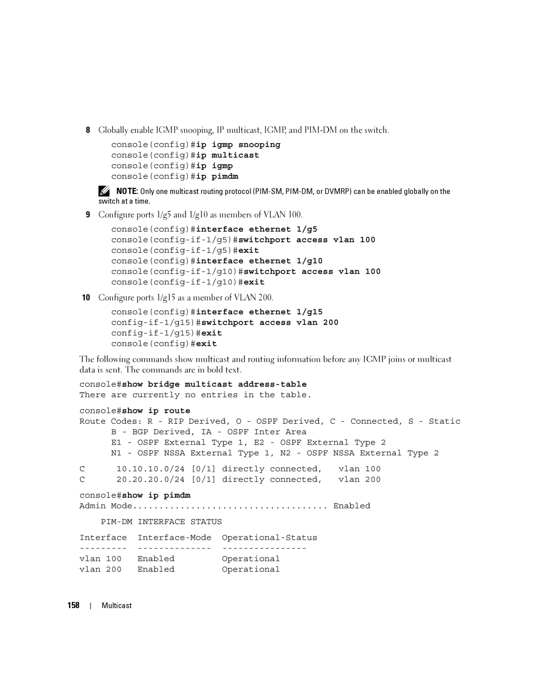 Dell 6200 SERIES manual Console#show ip pimdm, 158 