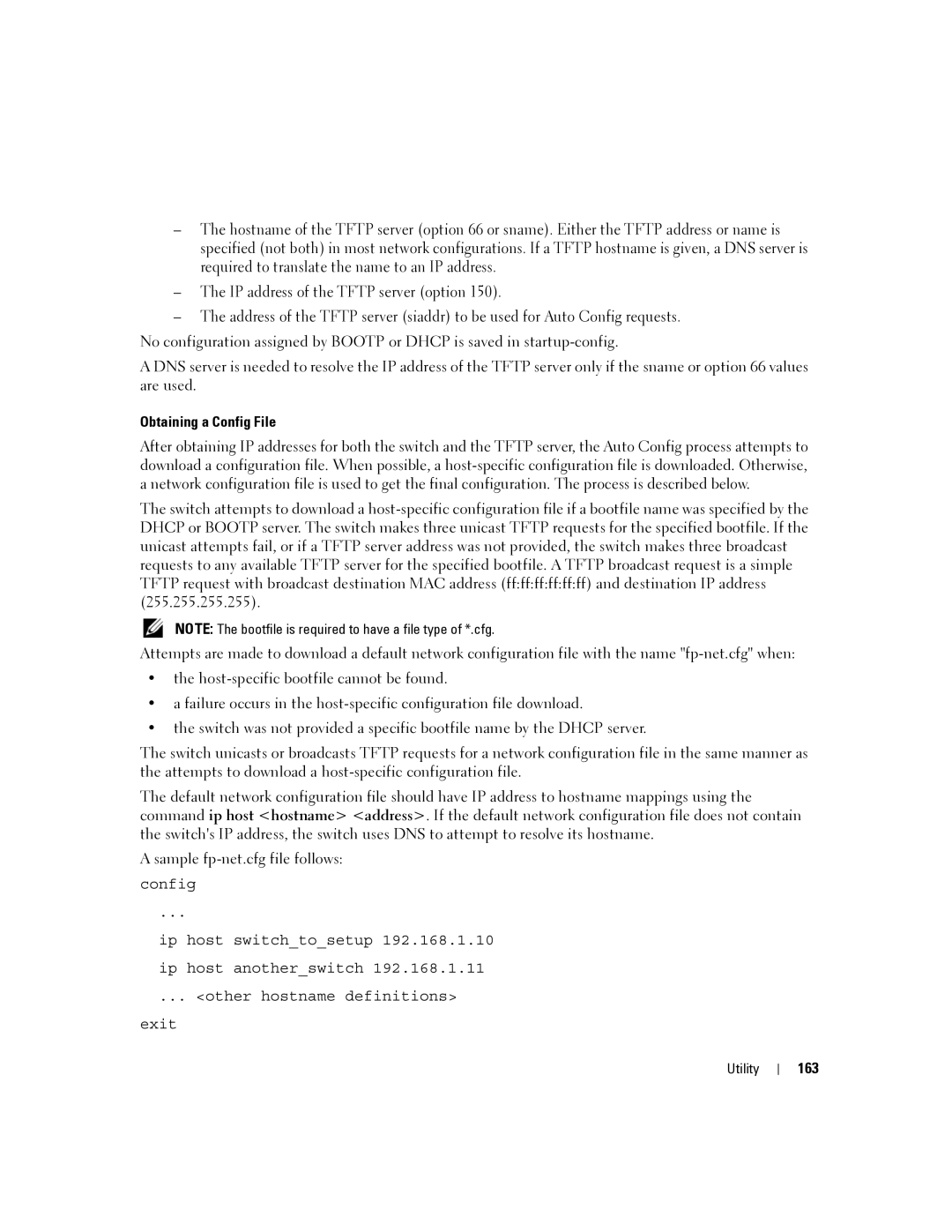 Dell 6200 SERIES manual Obtaining a Config File, 163 