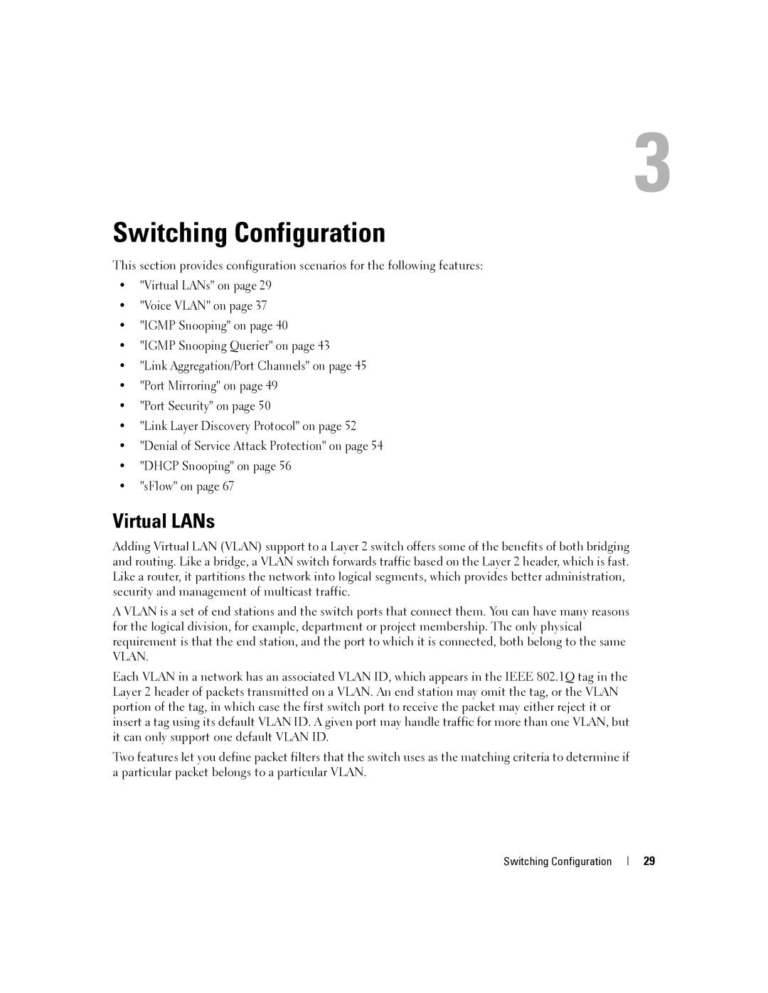 Dell 6200 SERIES manual Switching Configuration, Virtual LANs 