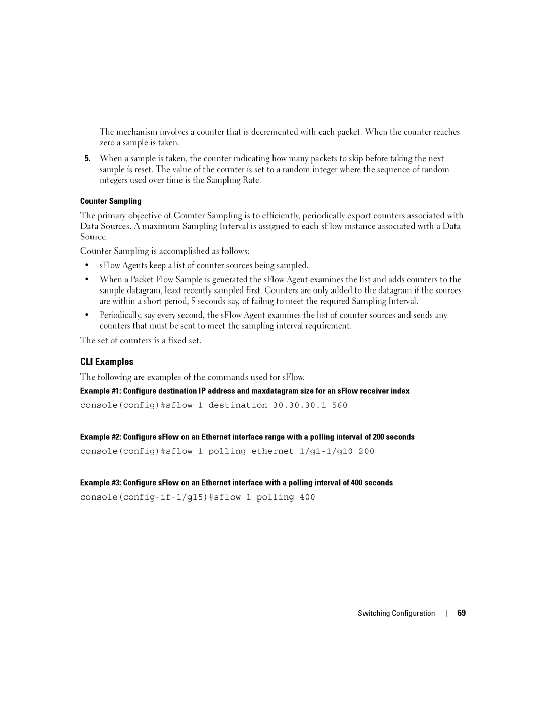 Dell 6200 SERIES manual CLI Examples, Counter Sampling 