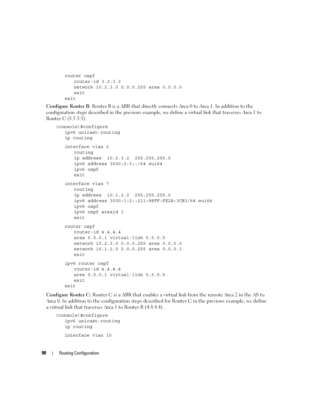 Dell 6200 SERIES manual Routing Configuration 