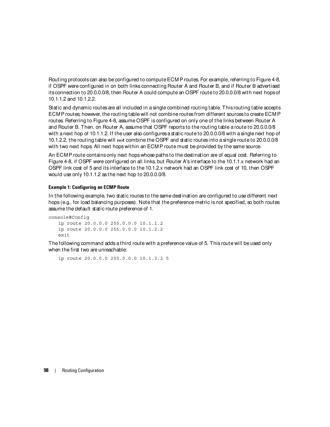 Dell 6200 SERIES manual Example 1 Configuring an Ecmp Route 