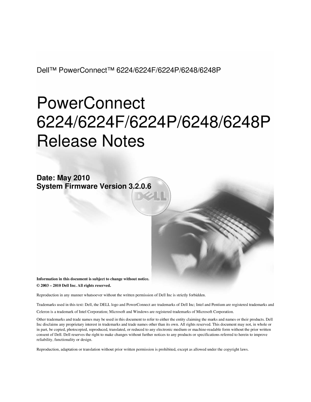 Dell specifications PowerConnect 6224/6224F/6224P/6248/6248P Release Notes 