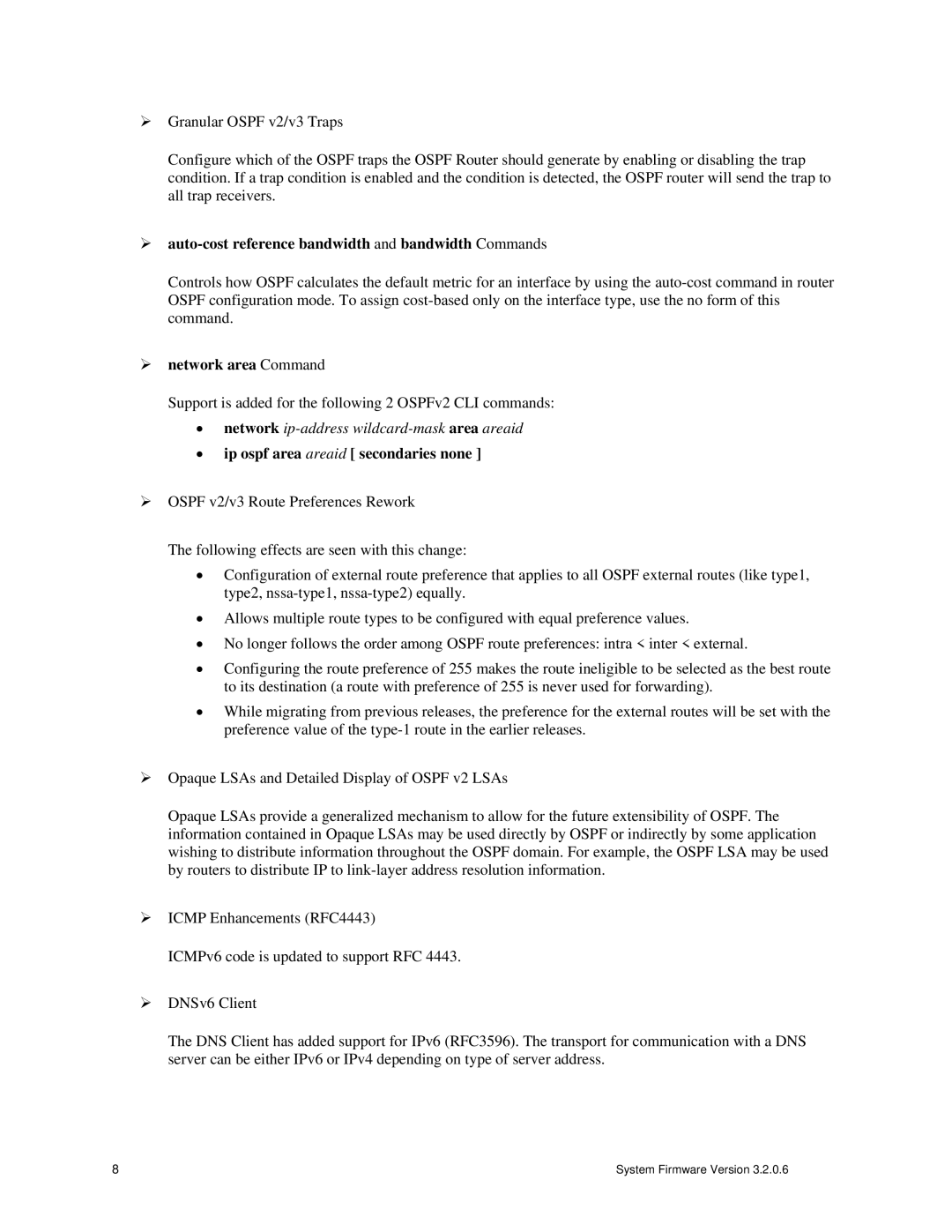 Dell 6248P, 6224P, 6224F specifications ¾ auto-cost reference bandwidth and bandwidth Commands 