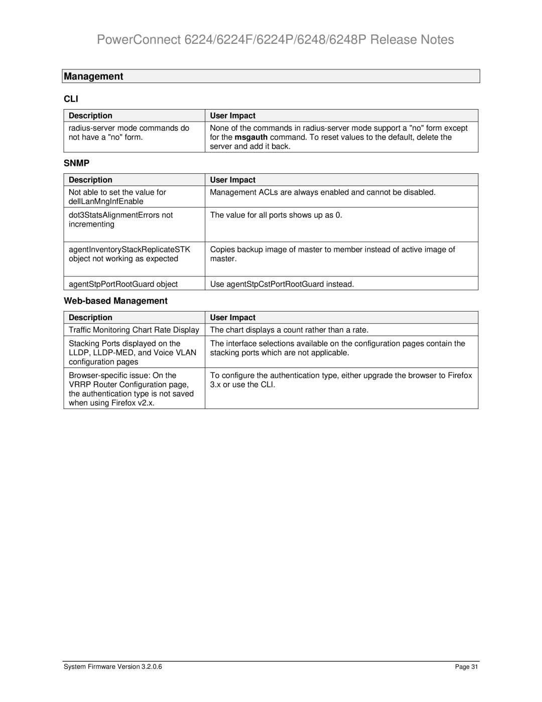 Dell 6224P, 6248P, 6224F specifications Web-based Management 