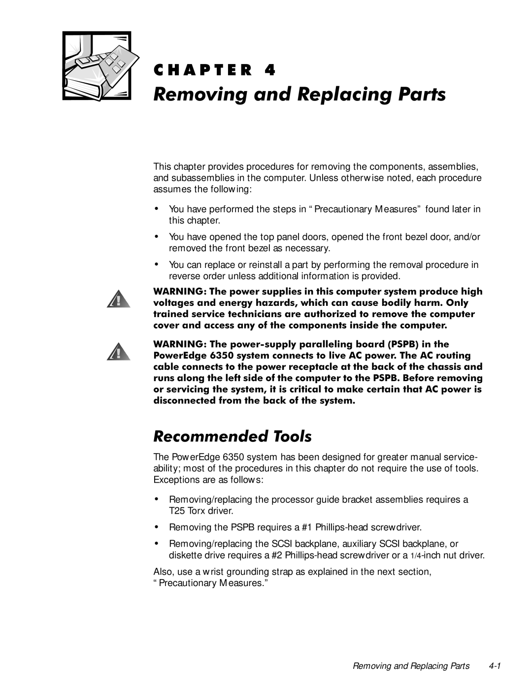 Dell 6350 manual 5HPRYLQJDQG5HSODFLQJ3DUWV, 5HFRPPHQGHG7RROV 