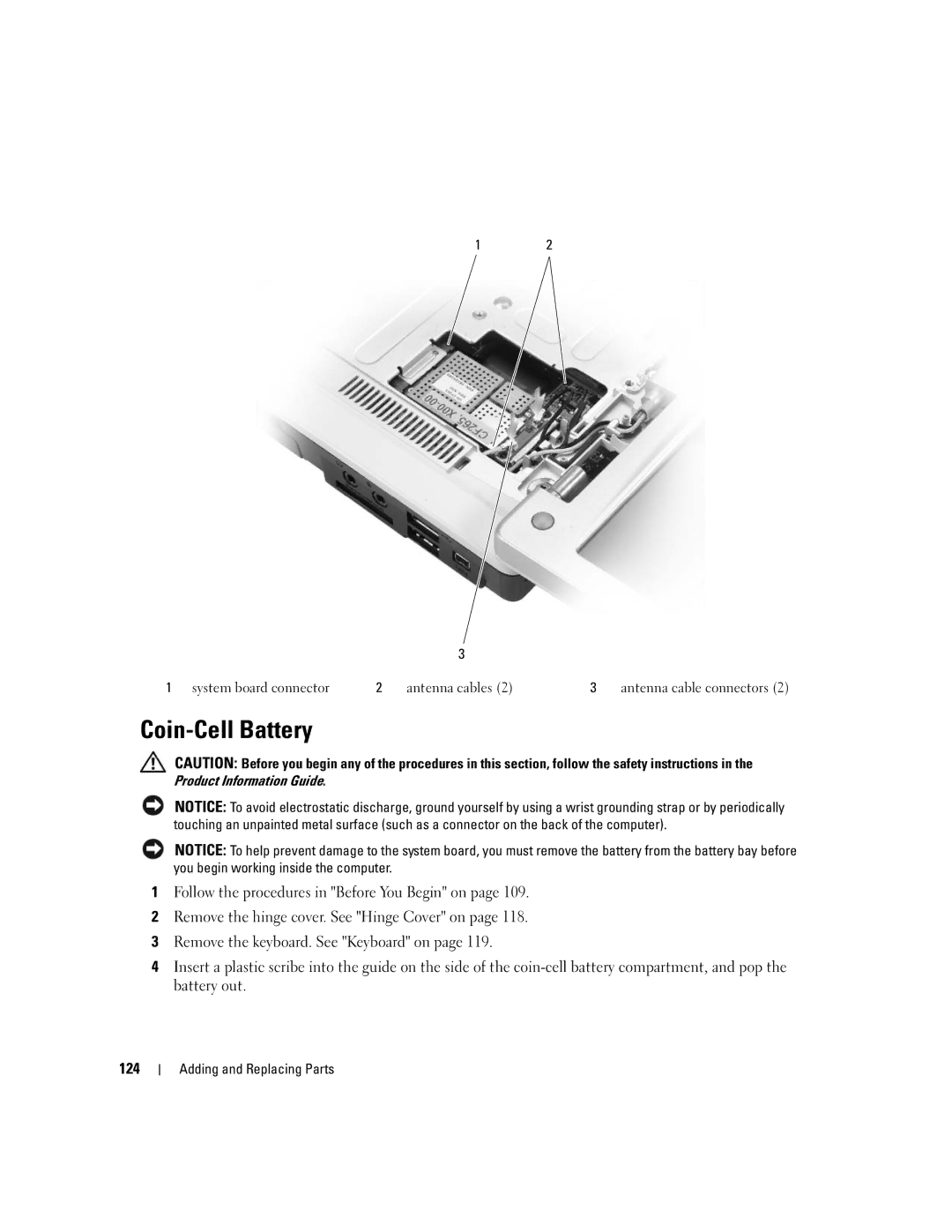 Dell 6400, E1505 owner manual Coin-Cell Battery 