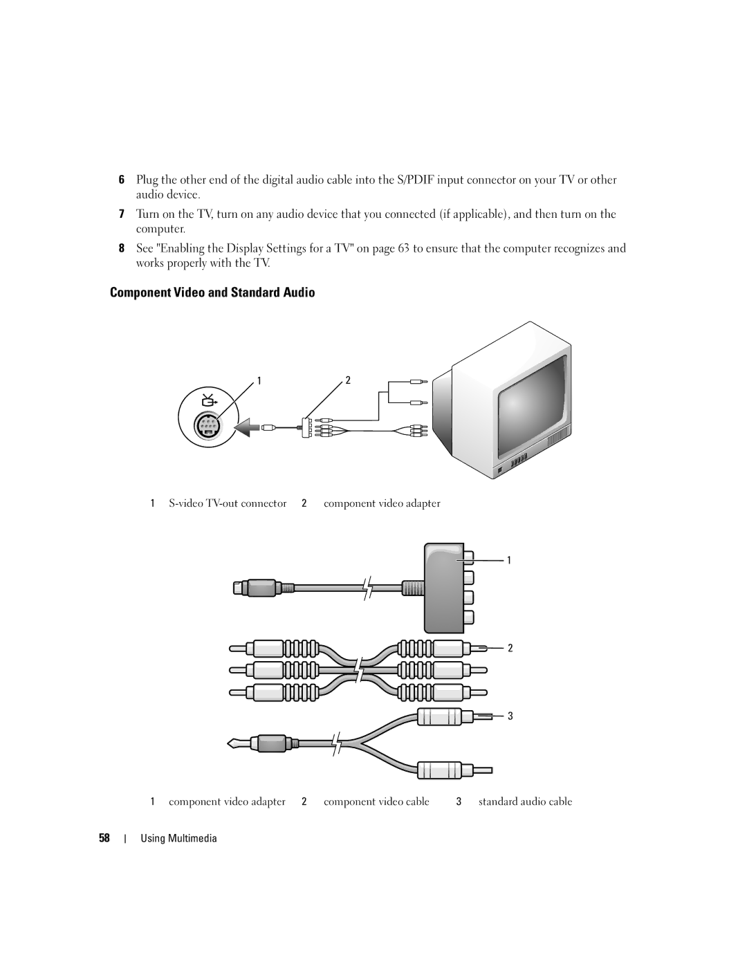 Dell 6400, E1505 owner manual Component Video and Standard Audio 