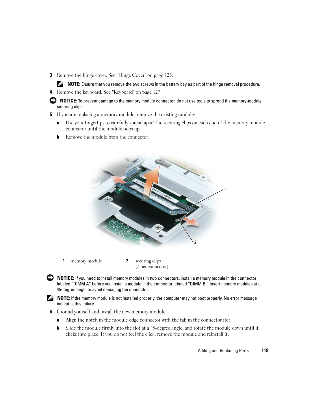 Dell E1405, 640M owner manual 119 