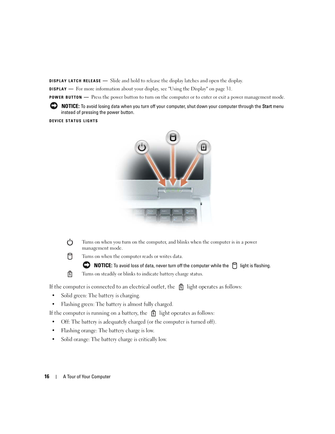 Dell 640M, E1405 owner manual V I C E S T a T U S L I G H T S 