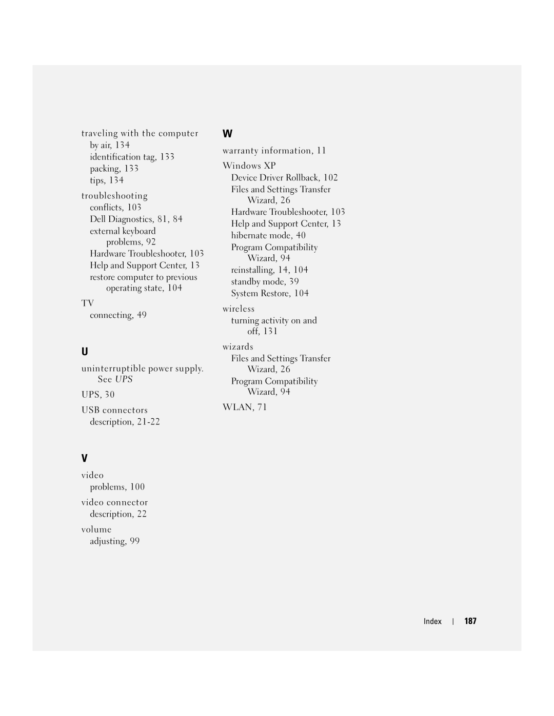 Dell E1405, 640M owner manual 187 