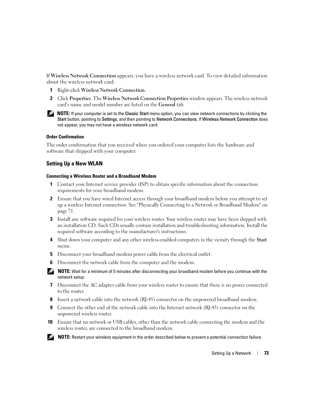 Dell E1405, 640M owner manual Setting Up a New Wlan 