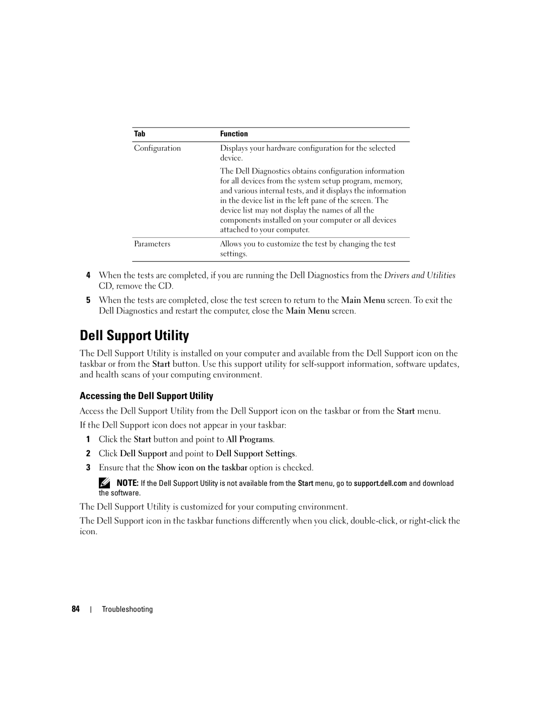 Dell 640M, E1405 owner manual Accessing the Dell Support Utility 