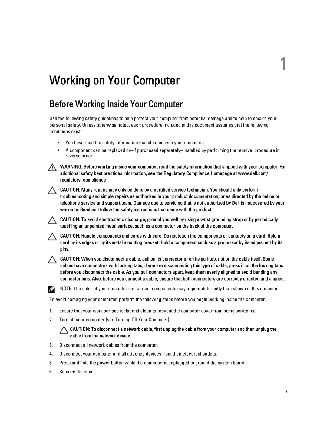 Dell 6430U owner manual Working on Your Computer, Before Working Inside Your Computer 